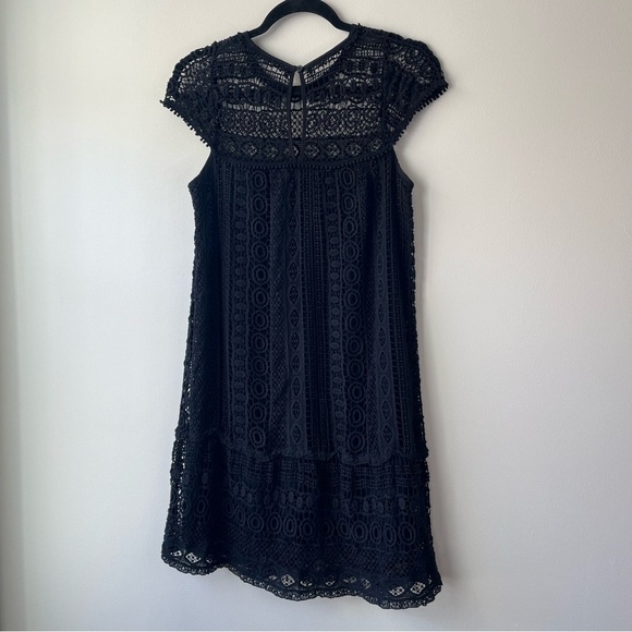 Anthropologie Maeve Women’s XS Elegant Black Crochet Midi Dress Cottagecore - Picture 10 of 10